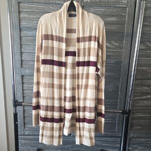 Lane Bryant Cream and Tan Knit Cardigan